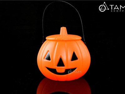 Thố đựng kẹo bí ngô quai xách có nắp 